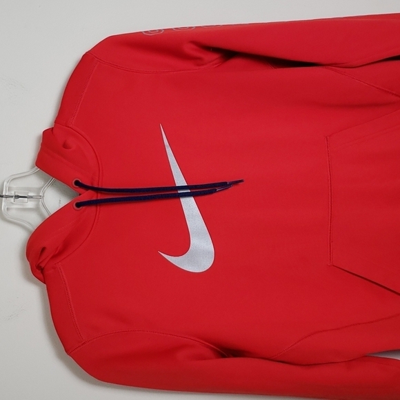 Nike 'just do it' red thermafit hoodie Center check, athletic, lounge, Sz small - Picture 2 of 7
